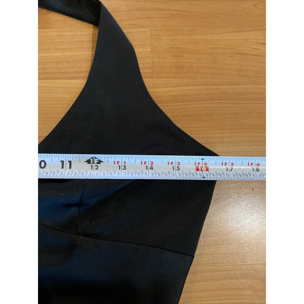 BCBG Maxazria Black Satin Halter Maxi Dress Formal Minimalist Slip Y2K Size 6 - Picture 10 of 13